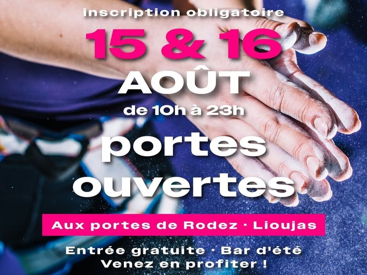 Affiche des portes ouvertes Dolomie : 15 et 16 août, de 10h à 23h, entrée gratuite